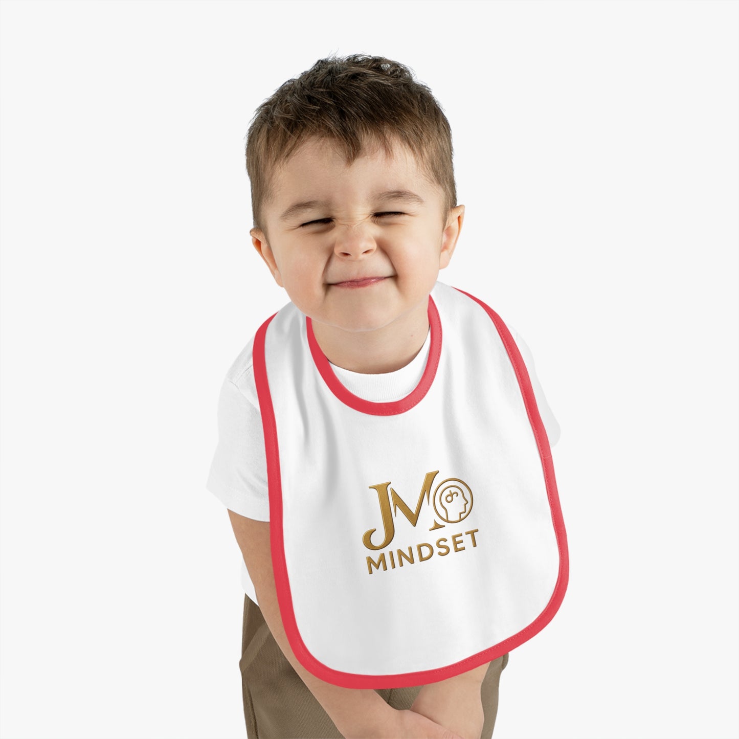 Baby Bib with Contrast Trim, Toddler Gift, Cute Baby Shower Present, Fun Mindset Theme Bib, Personalized Baby Essential